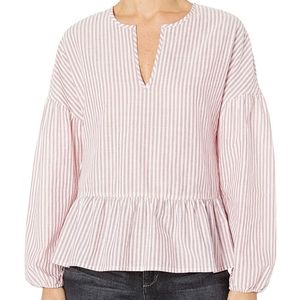 NWT BCBG Max Azria Peasant M Top Striped Long Slv